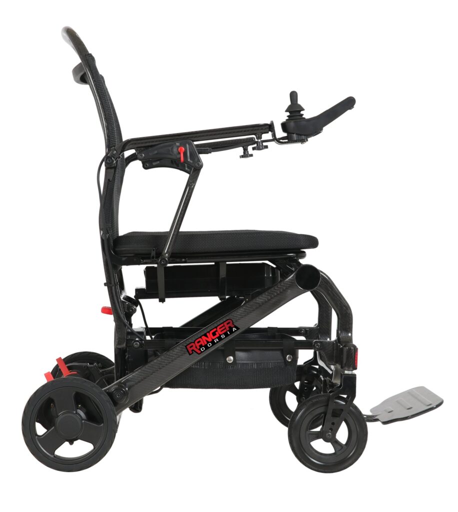 Porto Mobility Ranger Dorsia folding power wheelchair, right side view